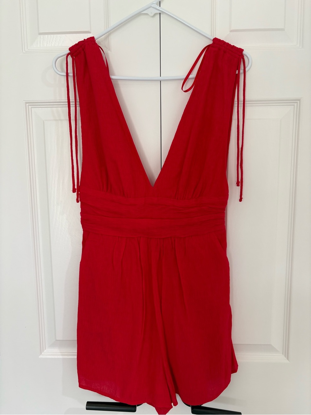 Deep V Red Sleeveless Romper